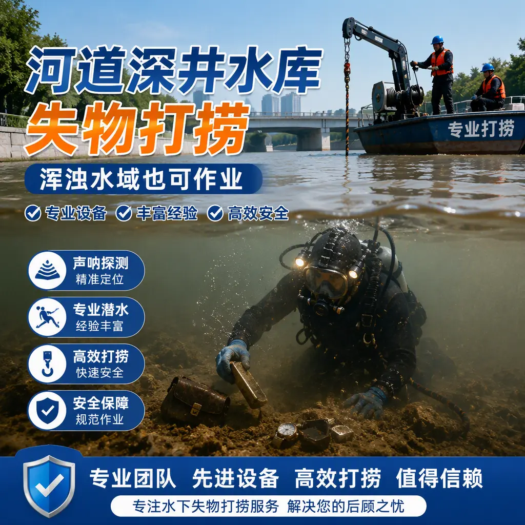 河道深井水库失物打捞,浑浊水域也可作业南乐